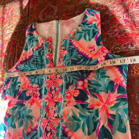Lilly Pulitzer Sleeveless Pink and Blue Floral Romper - Picture 10 of 14